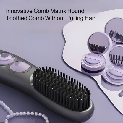 Cordless Ceramic Hair Straightener Brush with LCD Display