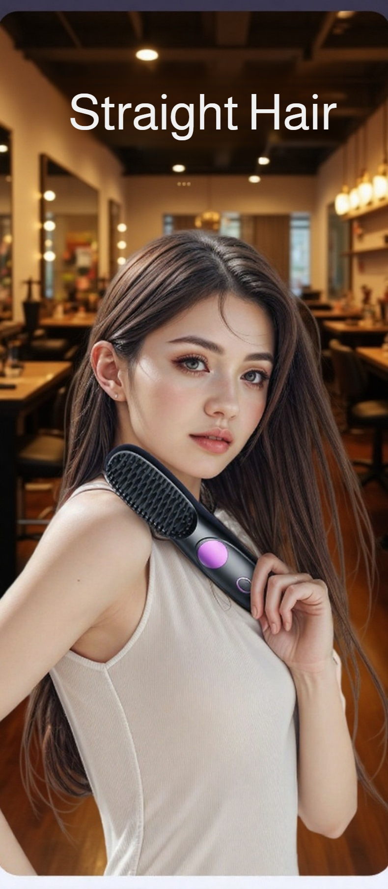 Portable hair straightener brush for on-the-go styling
