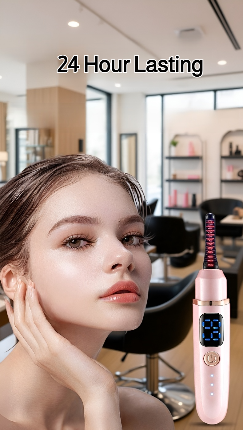 Before and after using portable eyelash curler