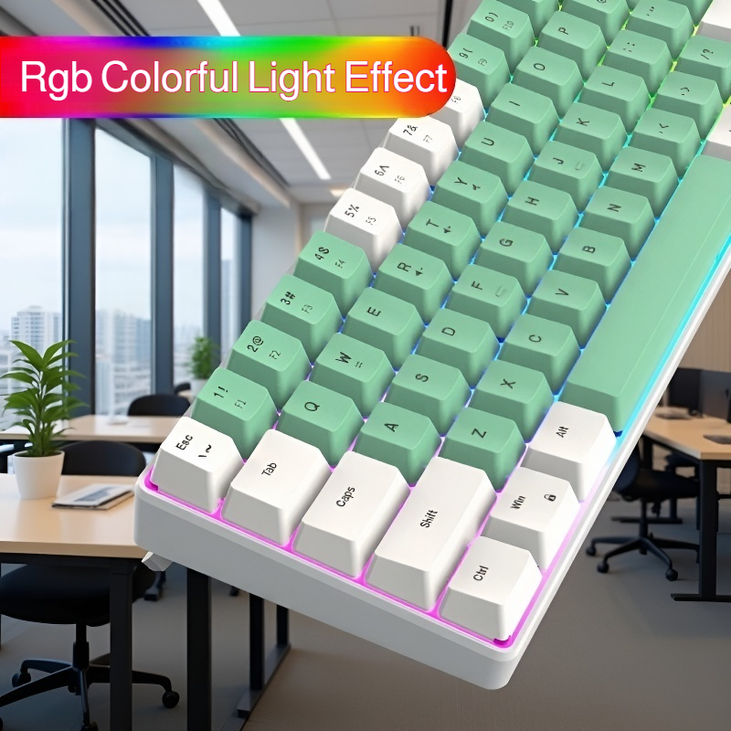 Dual-tone Backlit 68-Key Mechanical Feel Wired Gaming Keyboard