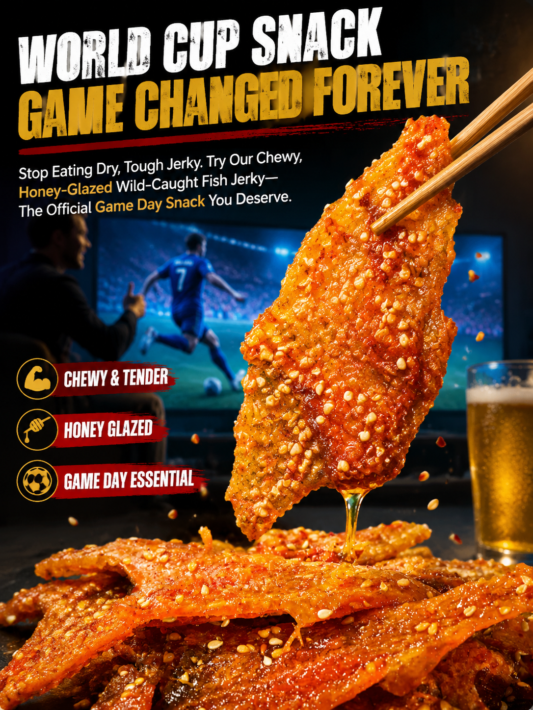 [200 pieces/pack] Wild Alaskan Pollock Jerky - Honey Spicy Sesame | High Protein - No Preservatives 🌶️🎣