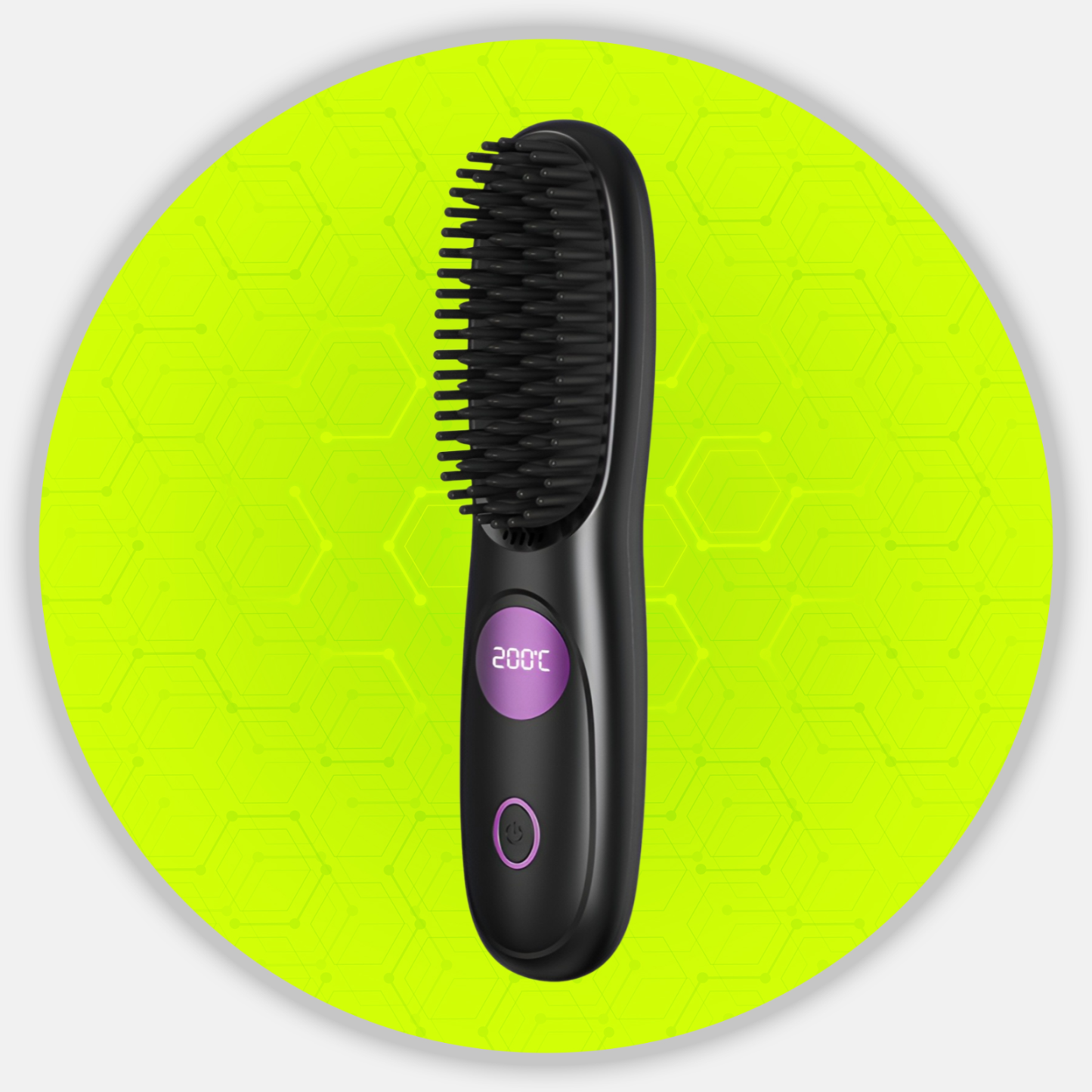 Cordless Ceramic Hair Straightener Brush with LCD Display