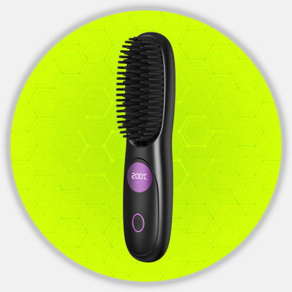 Cordless Ceramic Hair Straightener Brush with LCD Display