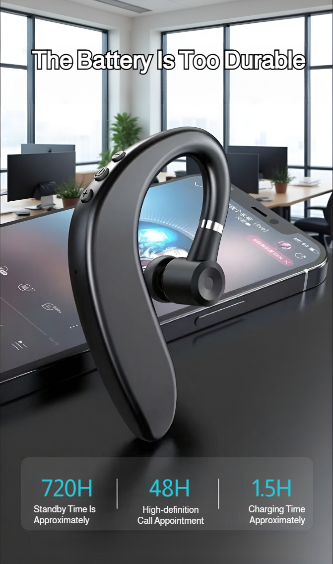 Bluetooth business earpiece with ergonomic ear-hook design