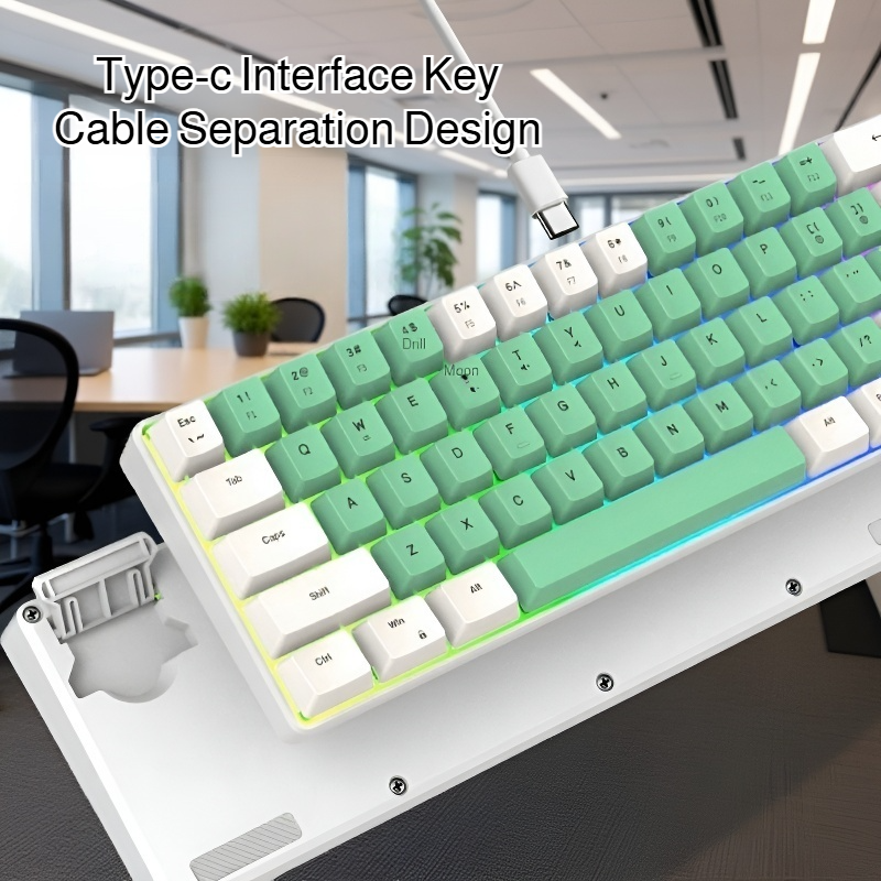Dual-tone Backlit 68-Key Mechanical Feel Wired Gaming Keyboard