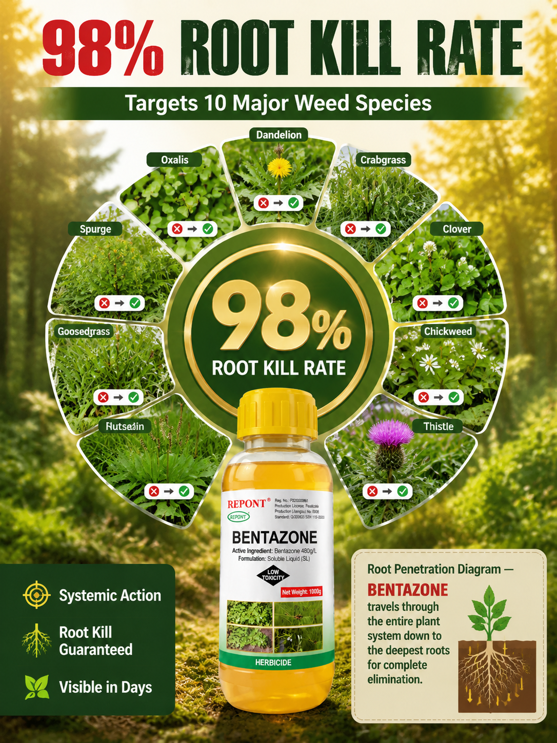 【BOGO Deal】🛡️Effective within 24 hours for root rot weeding, 🌿Won't harm crops, one bottle can be used for 2 acres.