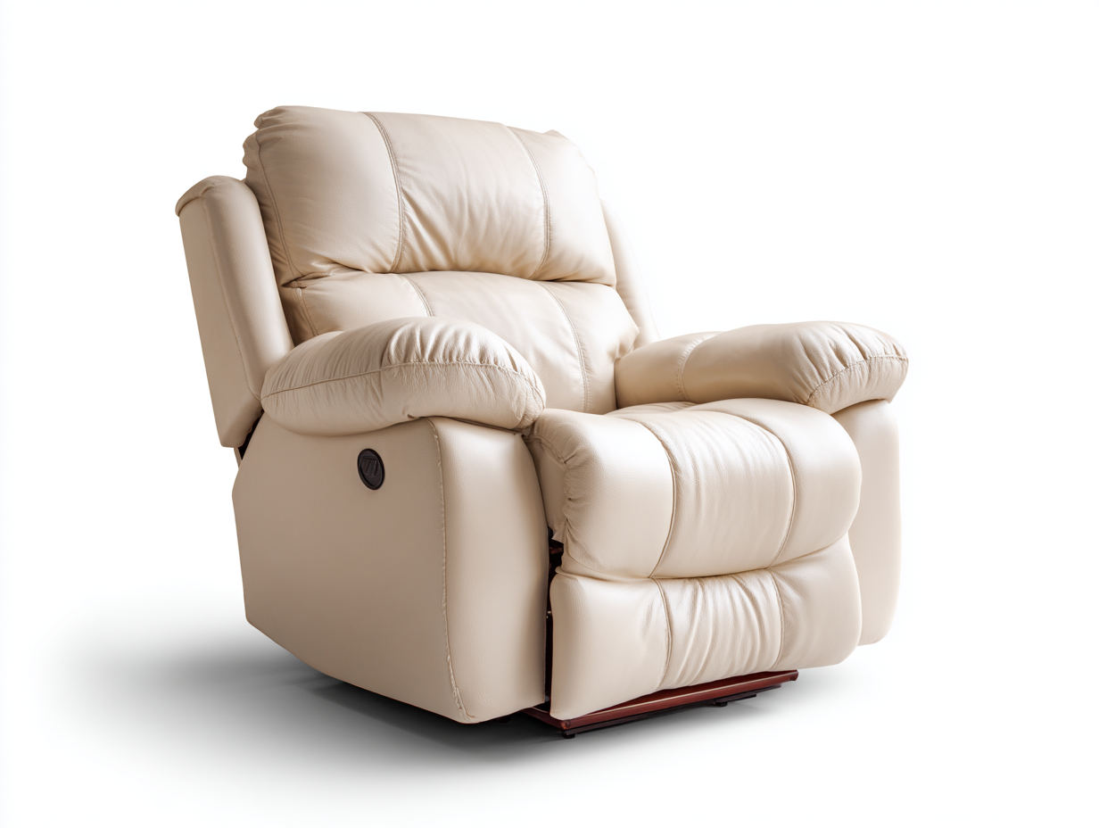 Poltrona reclinabile in vera pelle 90x92x102 cm - beige - per soggiorno - funzione relax-Homelyovae