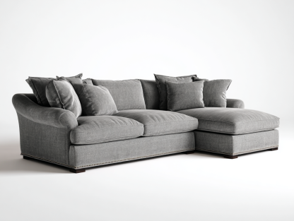 Divano angolare in tessuto 275x165x88 cm - grigio medio - per soggiorno - stile contemporaneo con seduta ampia-Homelyovae