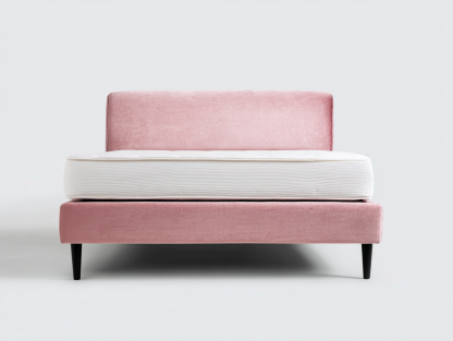 Letto matrimoniale imbottito in tessuto 200x160x110 cm - rosa - per camera da letto - design moderno essenziale-Homelyovae