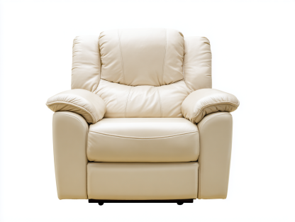 Poltrona relax in vera pelle 88x98x104 cm - crema - per soggiorno - seduta ergonomica con meccanismo reclinabile-Homelyovae