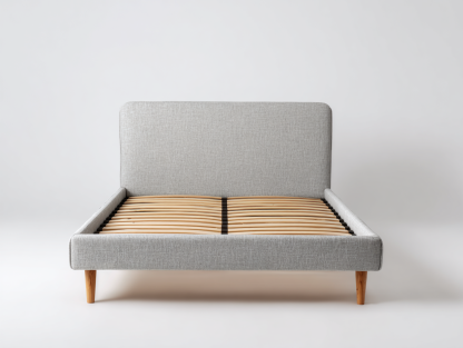 Letto matrimoniale imbottito in tessuto 200x160x95 cm - grigio chiaro - per camera da letto - stile moderno con rete a doghe-Homelyovae