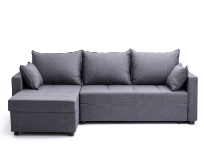 Divano angolare in tessuto 230x145x88 cm - grigio scuro - per soggiorno - seduta estesa-Homelyovae