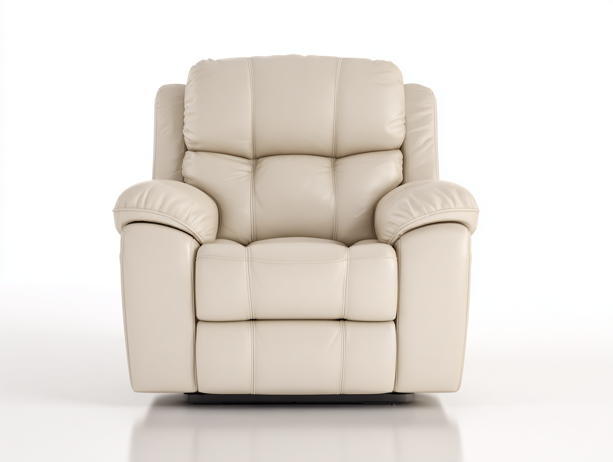 Poltrona relax in vera pelle 90x100x108 cm - beige - per soggiorno - design confortevole con reclinazione manuale-Homelyovae