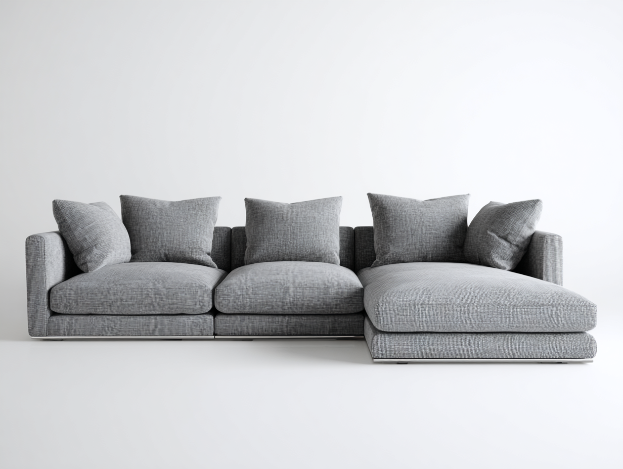 Divano angolare in tessuto 260x160x85 cm - grigio chiaro - per soggiorno - stile moderno con seduta profonda-Homelyovae