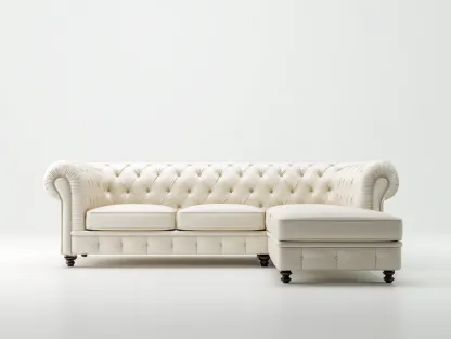 Divano angolare in pelle 280x165x85 cm - bianco - per soggiorno - stile classico capitonné-Roomure