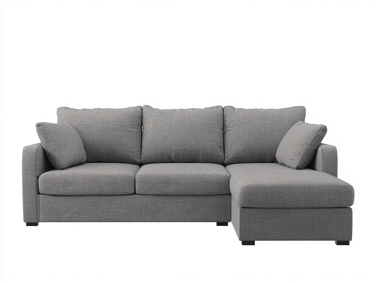 Divano angolare in tessuto 265x160x85 cm - grigio - per soggiorno - comfort quotidiano e stile moderno-Roomure