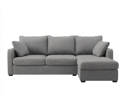 Divano angolare in tessuto 265x160x85 cm - grigio - per soggiorno - comfort quotidiano e stile moderno-Roomure