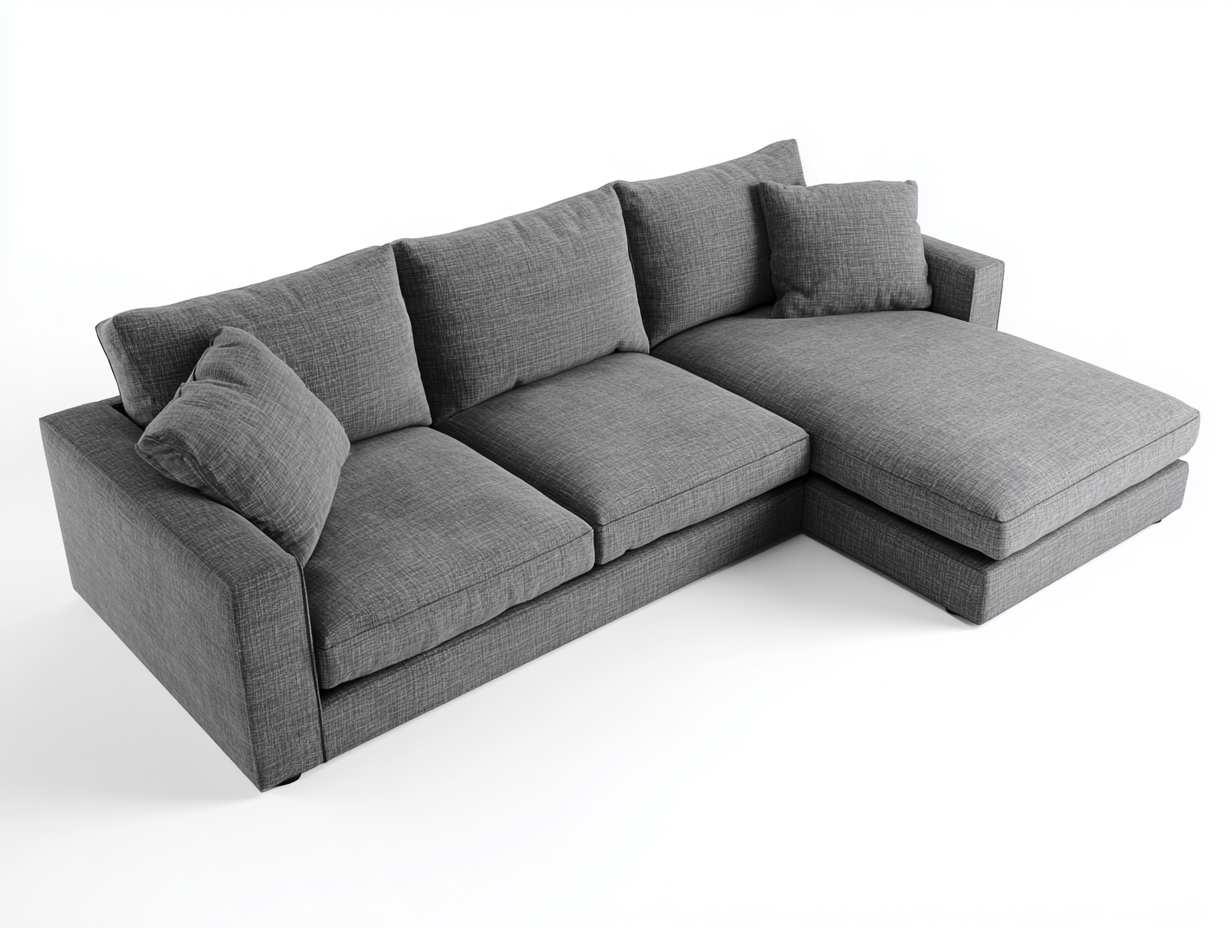 Divano angolare in tessuto 260x155x85 cm - grigio - per soggiorno - seduta profonda e design contemporaneo-Roomure