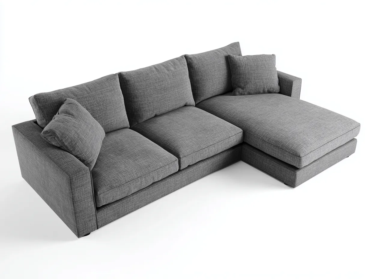 Divano angolare in tessuto 260x155x85 cm - grigio - per soggiorno - seduta profonda e design contemporaneo-Roomure