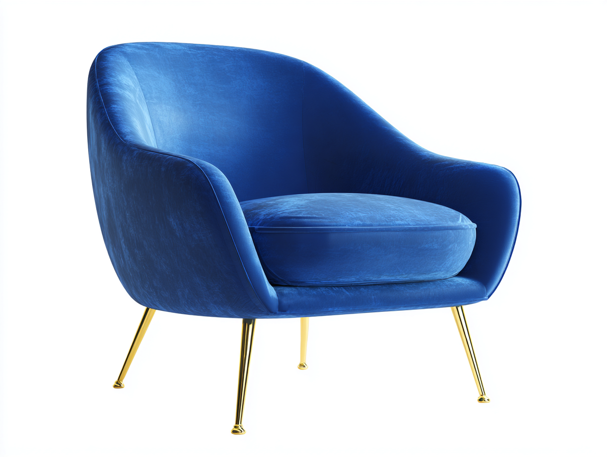 Poltrona in velluto 72x75x82 cm - blu/oro - per soggiorno - design avvolgente moderno-Roomure