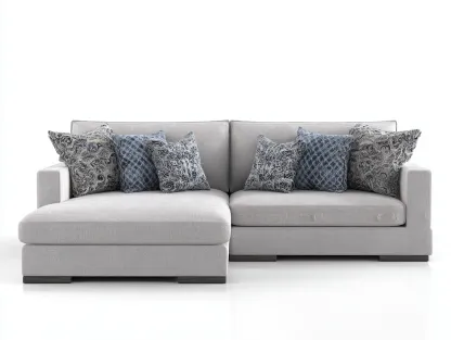 Divano angolare in tessuto 255x160x84 cm - grigio chiaro - per soggiorno - seduta ampia e lineare-Roomure