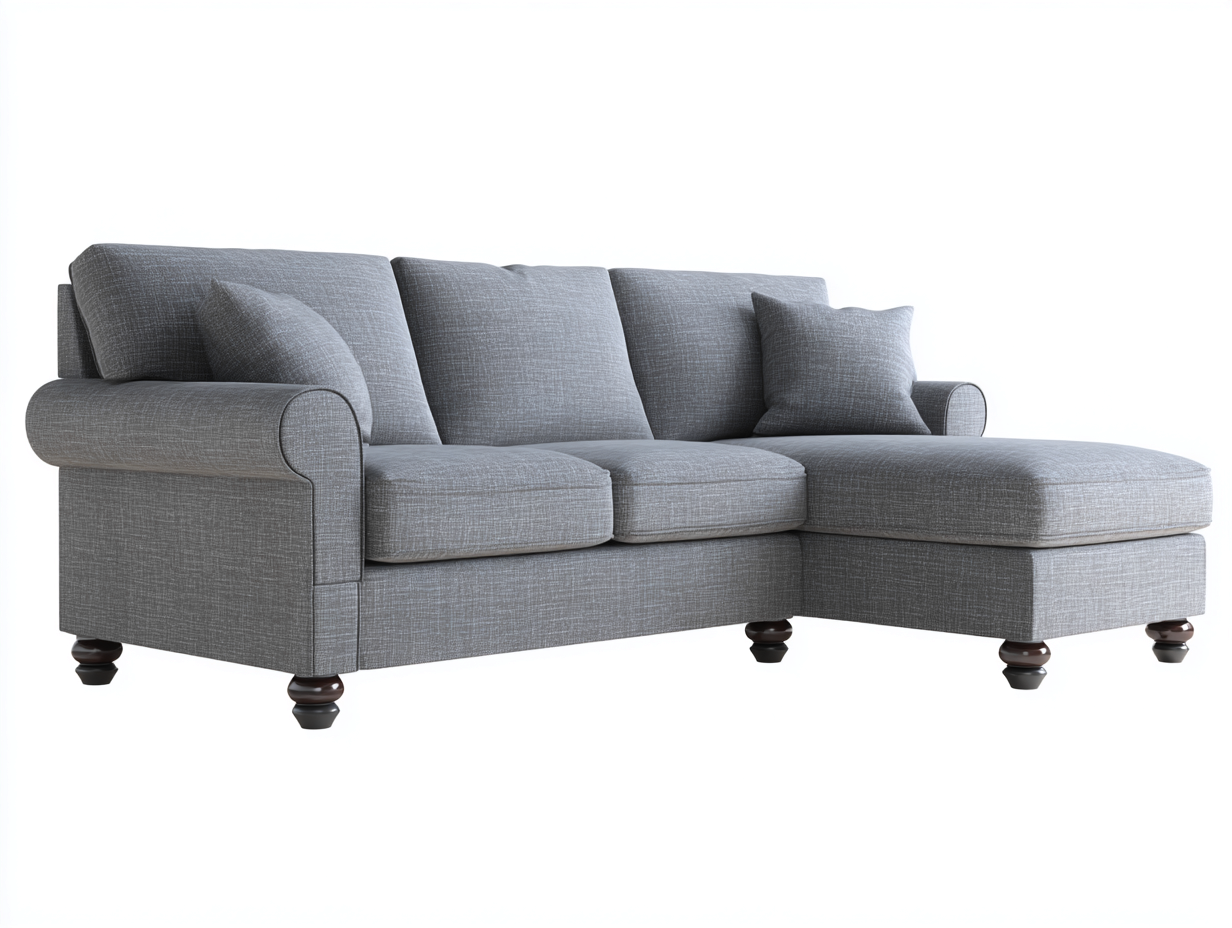 Divano angolare in tessuto 285x160x78 cm - grigio chiaro - per soggiorno - stile classico-Roomure