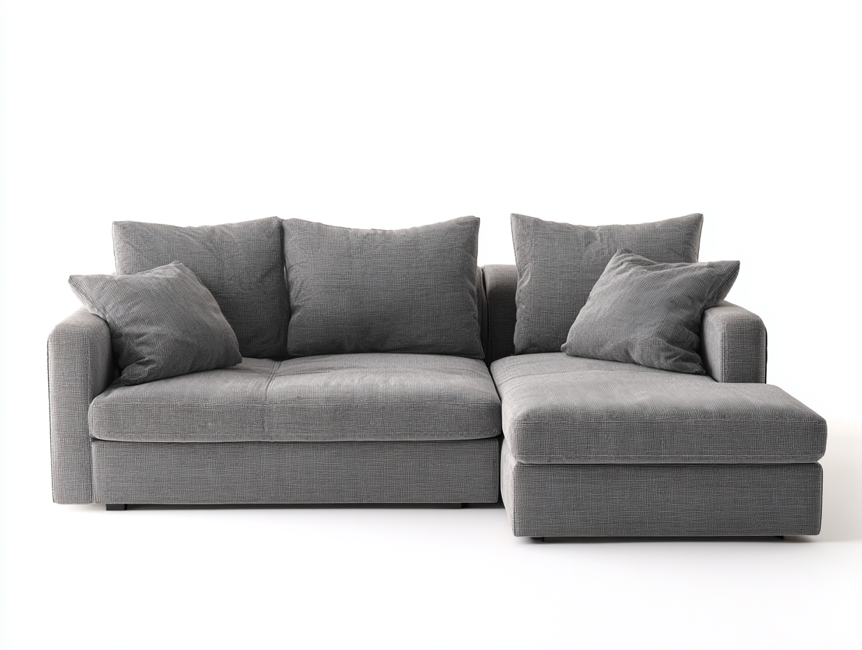 Divano angolare in tessuto 260x155x82 cm - grigio medio - per soggiorno - comfort quotidiano-Roomure