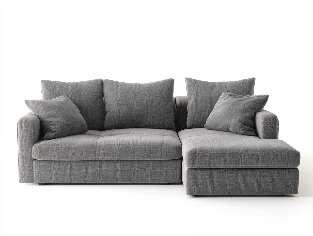 Divano angolare in tessuto 260x155x82 cm - grigio medio - per soggiorno - comfort quotidiano-Roomure