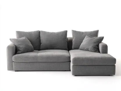 Divano angolare in tessuto 260x155x82 cm - grigio medio - per soggiorno - comfort quotidiano-Roomure
