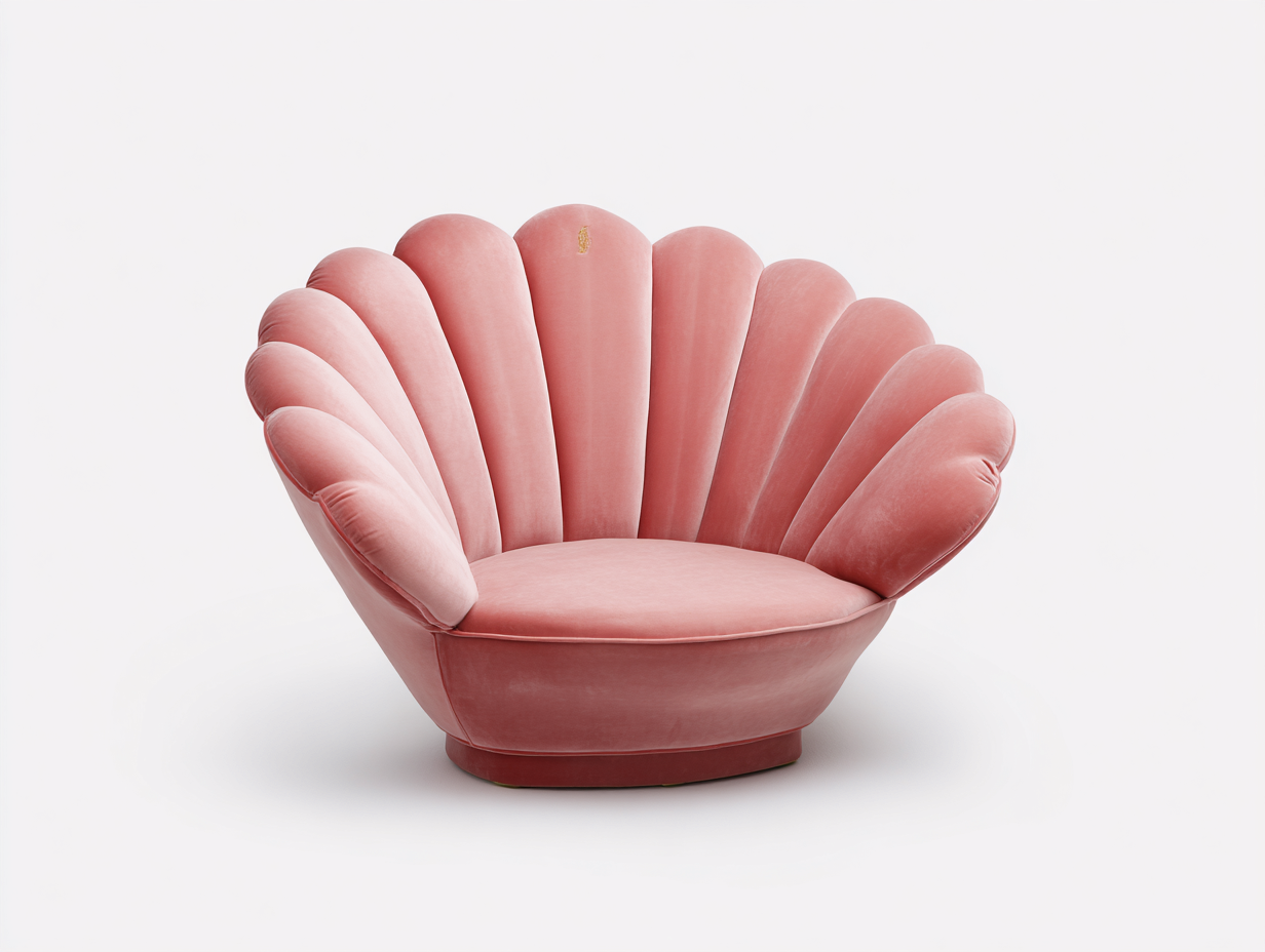 Poltrona imbottita in velluto 82x76x78 cm - rosa - per soggiorno - design a conchiglia-Roomure