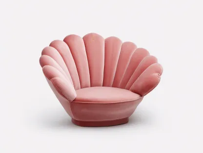 Poltrona imbottita in velluto 82x76x78 cm - rosa - per soggiorno - design a conchiglia-Roomure