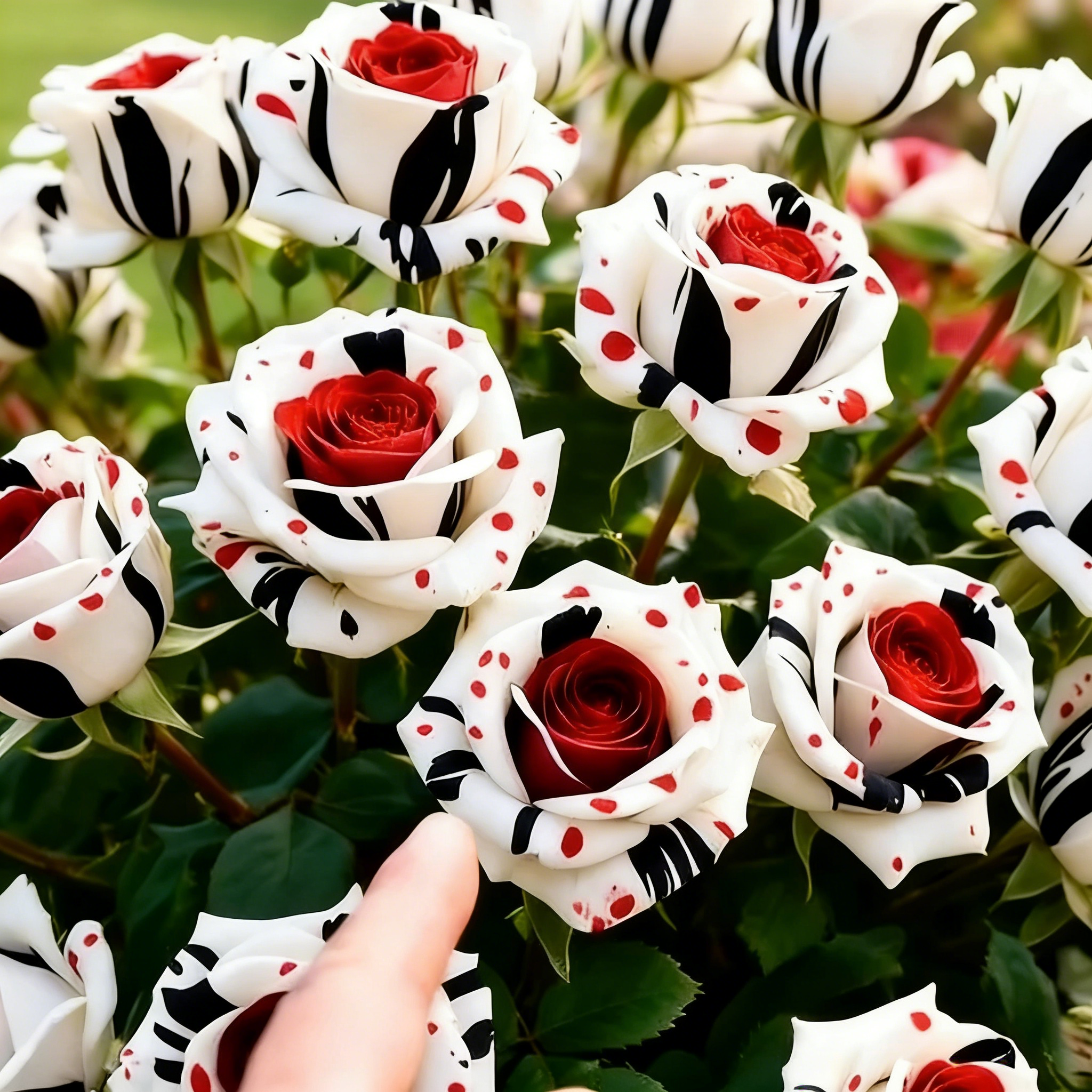 Rare Red White Black rose - Fire & Snow Rose