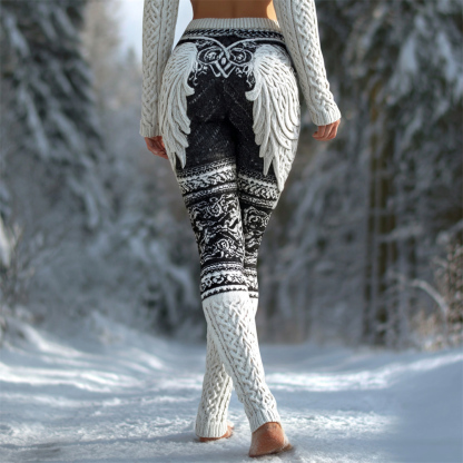 Viking Angel Wings Women's Knit Leggings