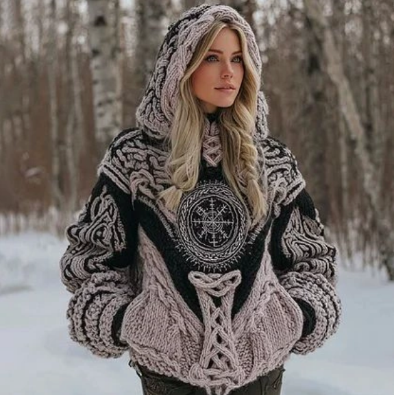 Женска ретро суитшърт с качулка