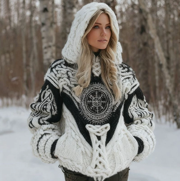 Женска ретро суитшърт с качулка