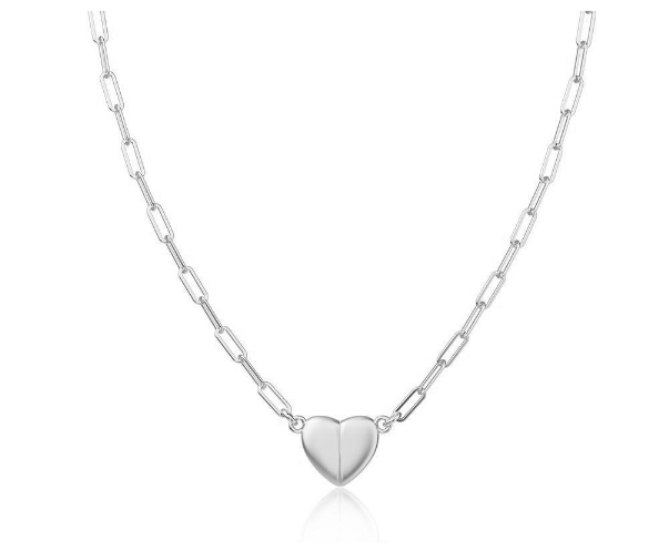 💖 Серцеобразен пендант  с стейнилес стилен верига-"паперклип" ✨