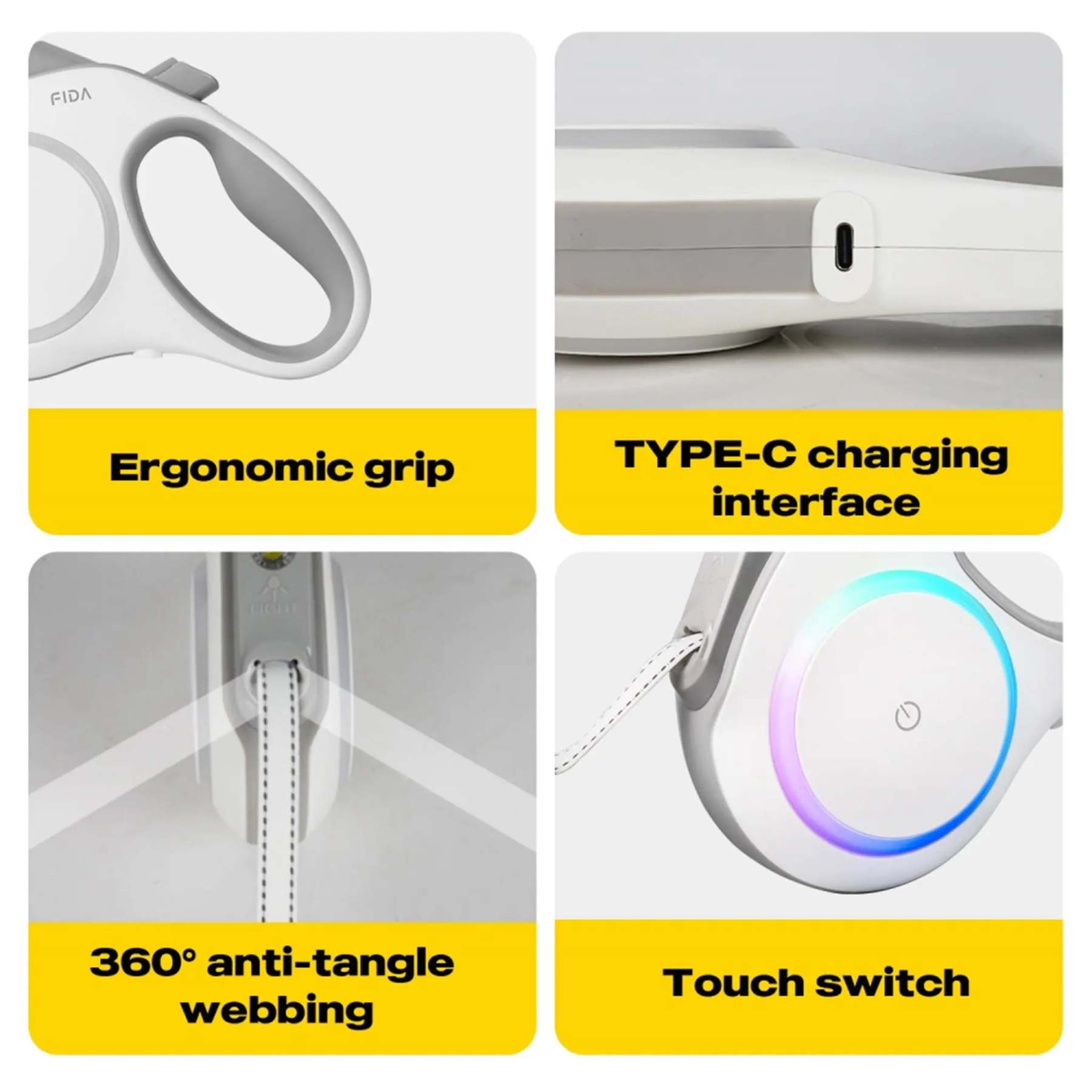 FIDA LED Lighted Retractable Dog Leash