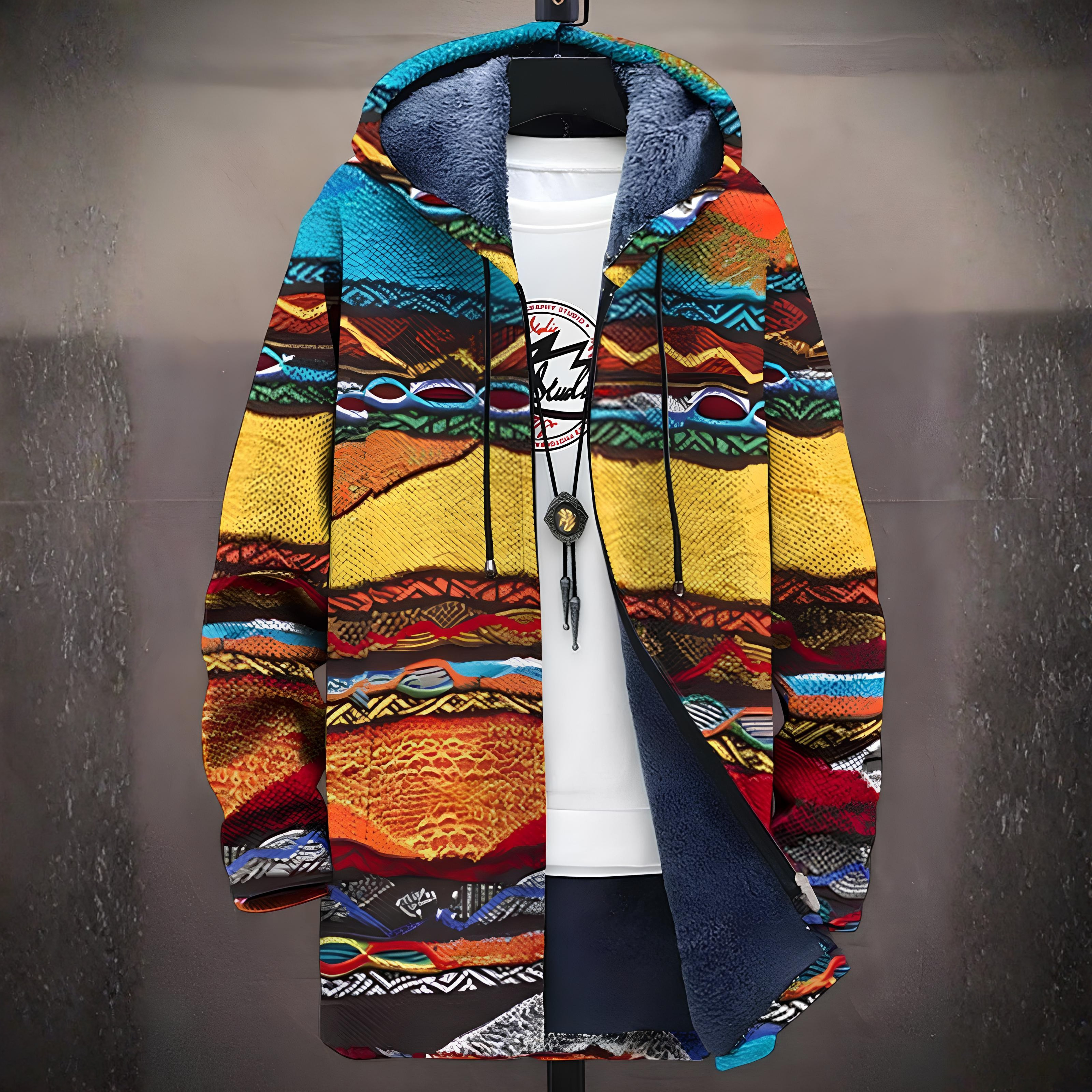 Луксозно яке с качулка, вдъхновено от изкуството, със закопчаване с цип