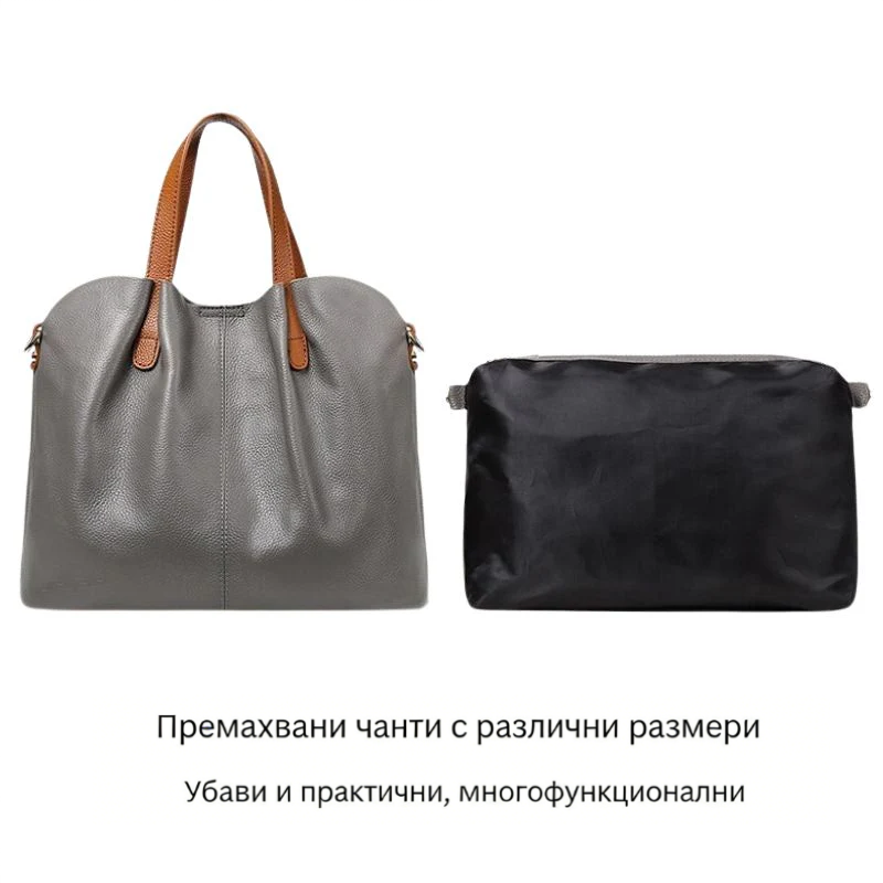 Дамски кожени чанти от автентична говежда кожа с текстура “личи” (първи клас качество)