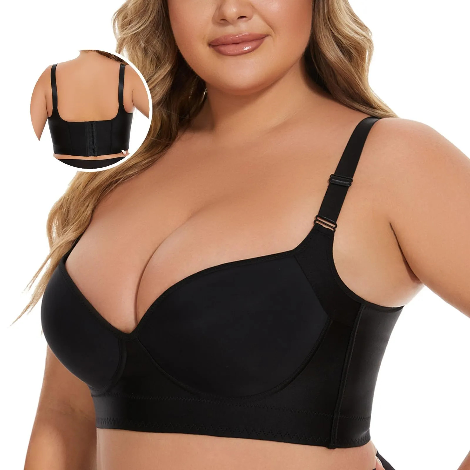 🔥BUY 1 GET 1 FREE (Add 2 Pcs To Cart)🔥Women's Deep Cup Bra Hide Back Fat Full Back Coverage Push Up Bra With Shapewear Incorporated