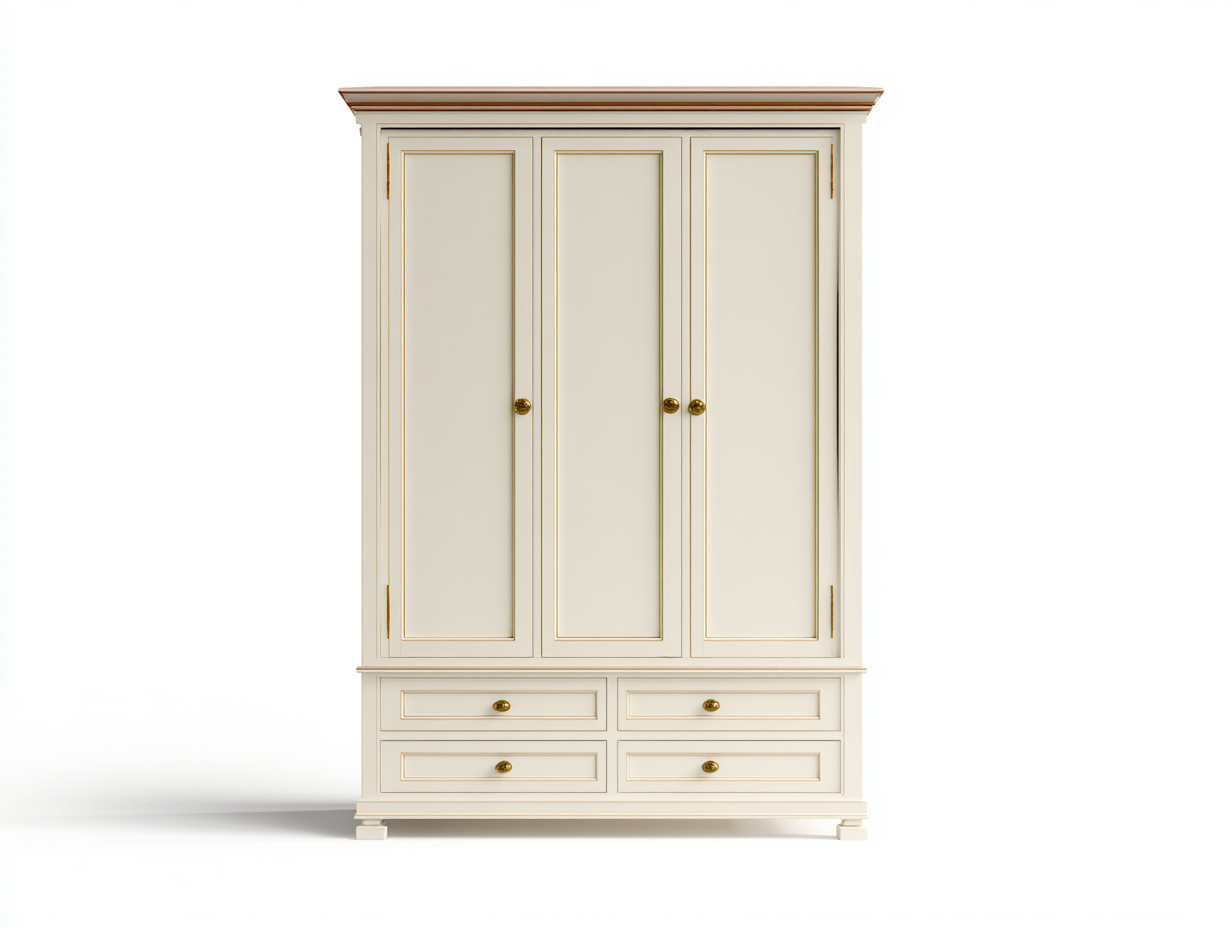 Wardrobe elegant cream finish traditional style