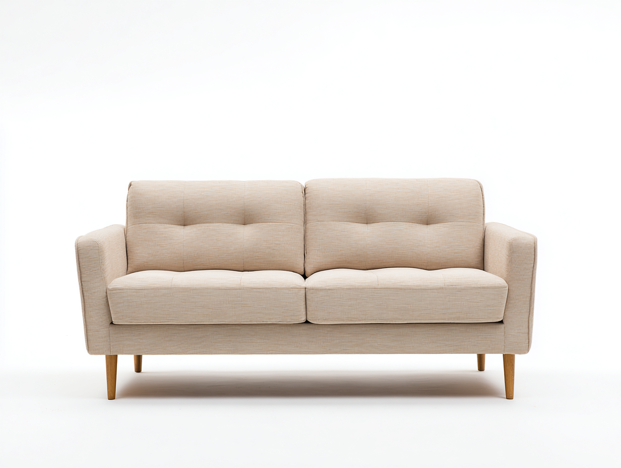 2 Seater Sofa beige fabric modern indoor style