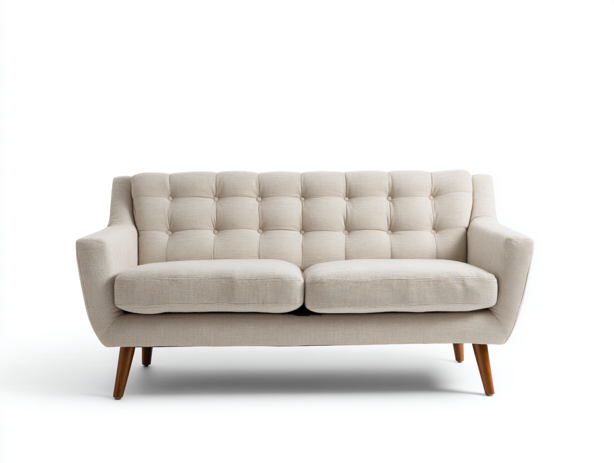 2 Seater Sofa beige fabric classic modern blend