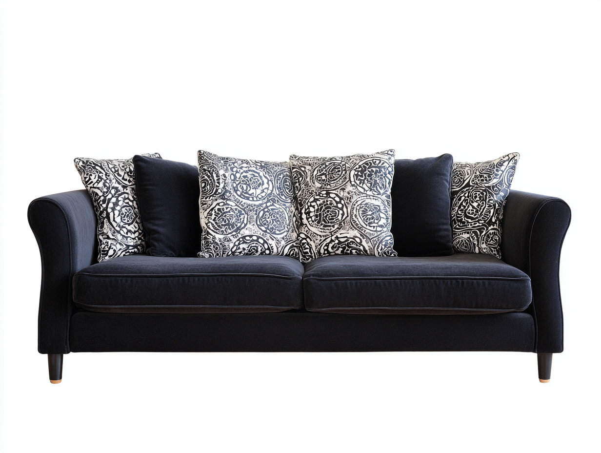 2 Seater Sofa black fabric modern contrast style