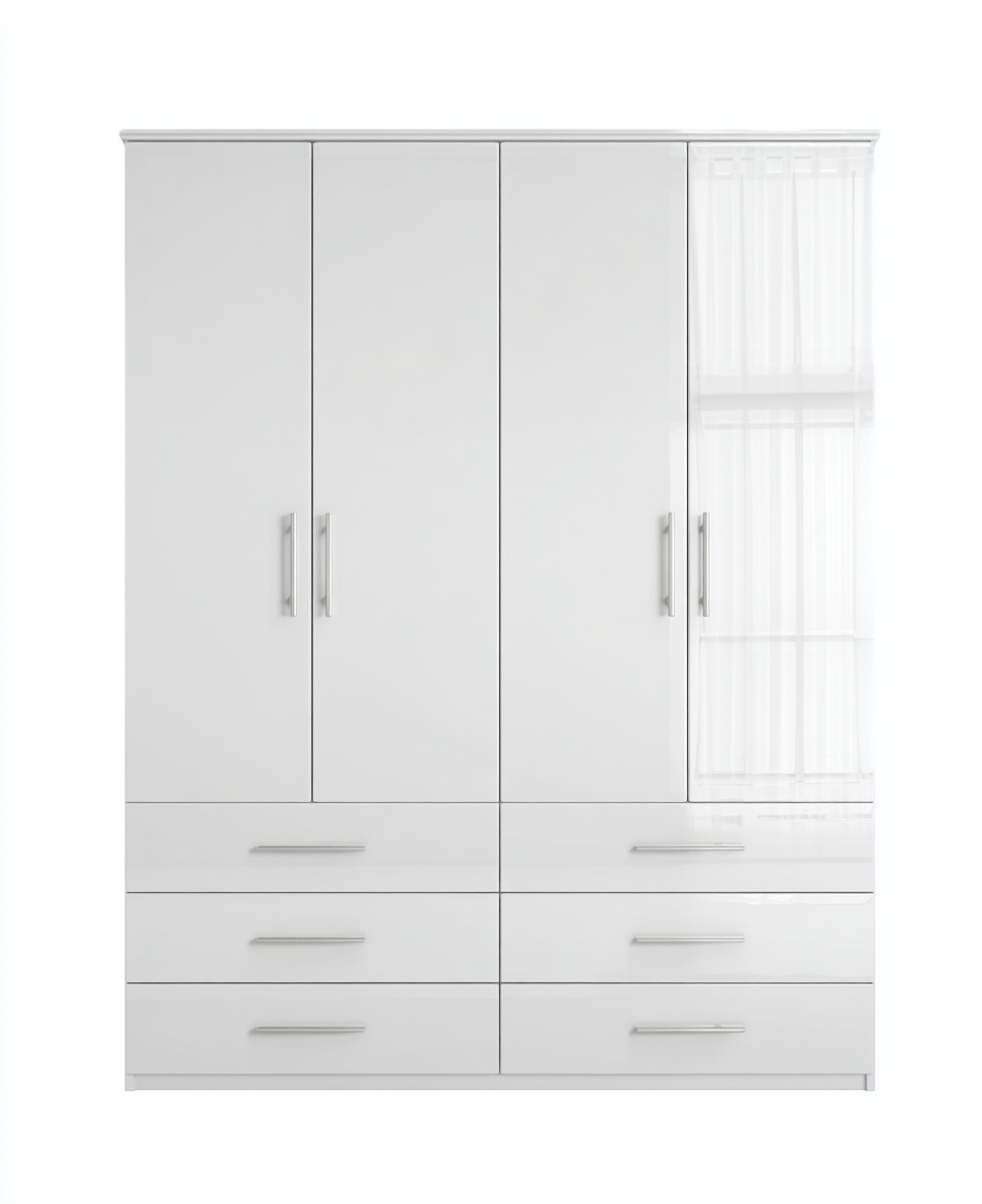 Wardrobe white modern storage with drawers