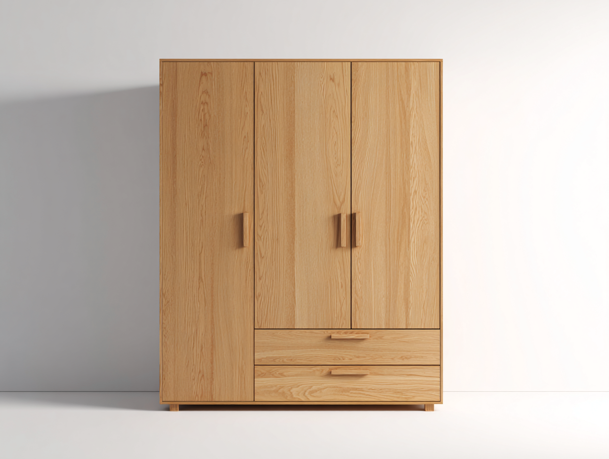 Wardrobe oak wood finish classic indoor storage