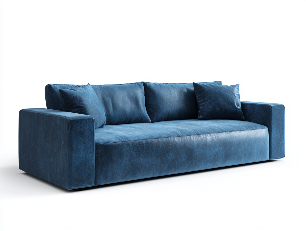 2 Seater Sofa blue velvet fabric modern design