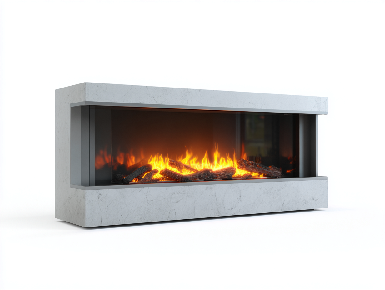 Electric Fireplace electric freestanding 110x35x45 cm - grey - compact indoor fireplace