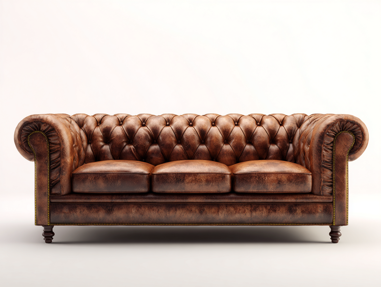3 Seater Sofa brown leather chesterfield style