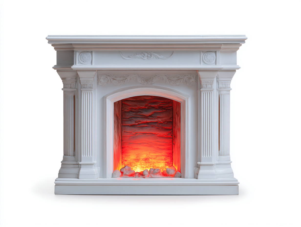 Electric Fireplace electric freestanding 100x40x95 cm - white - classic indoor fireplace
